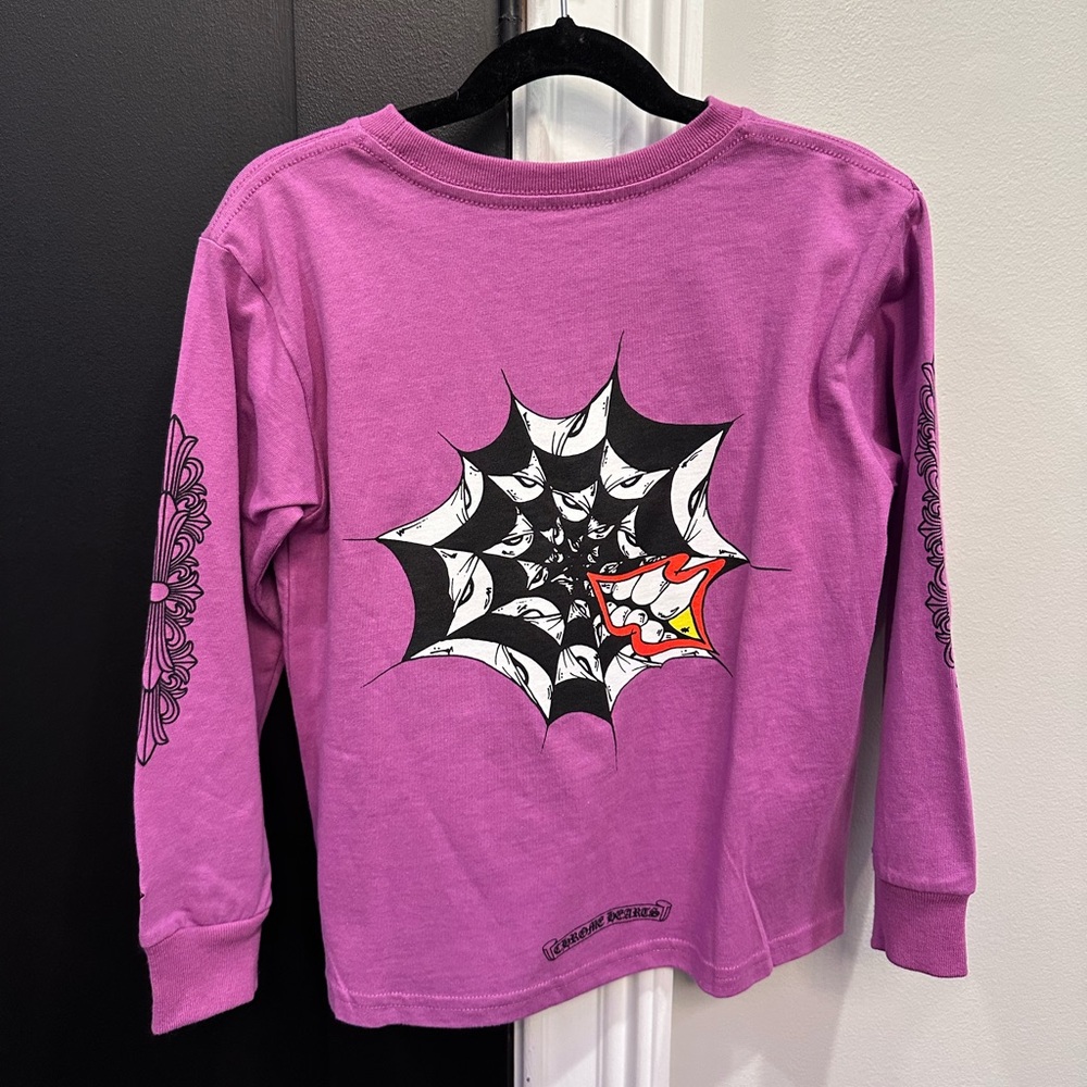 Chrome Hearts Kids Matty Boy PHSYM Spider Web Purple T-Shirt